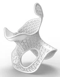 White 3D printed orthosis with an open lattice design