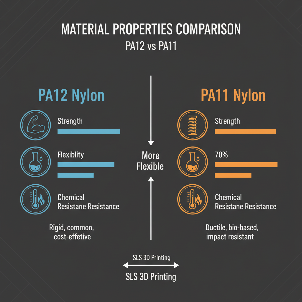 Side-by-side comparison of Nylon PA12 and PA11 material samples