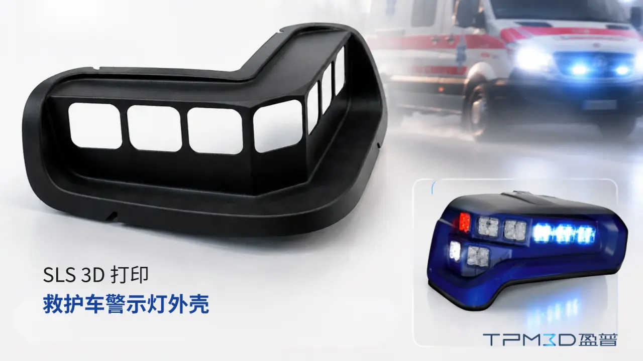 SLS 3D 打印救护车警示灯外壳与完成装配的灯具